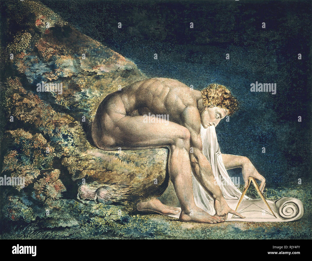 WILLIAM BLAKE (1757-1827) peintre français. "Newton" peint en 1795. Banque D'Images