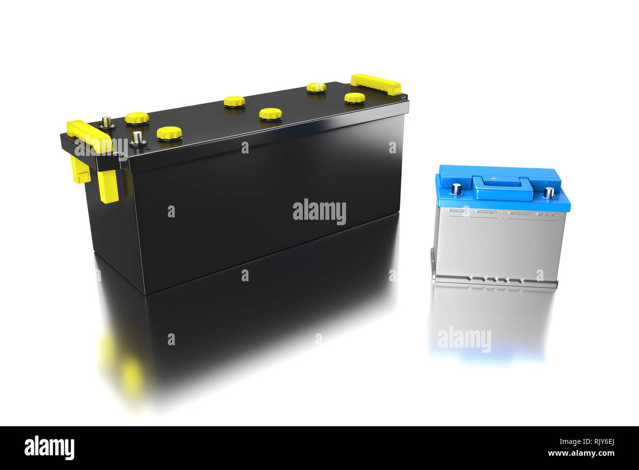Le rendu 3D. Batterie 24v pour camion. L'accumulateur du véhicule commercial Banque D'Images