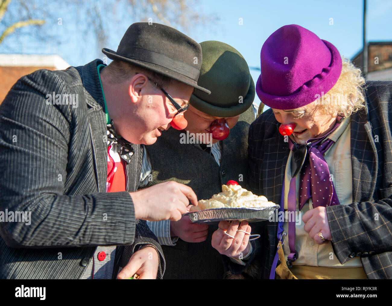 Londres, Royaume-Uni. 3e janvier 2019. Grimaldi Service - Le service annuel dans lequel des clowns, habillé en costume complet, se réunir pour honorer le roi des clowns, Banque D'Images