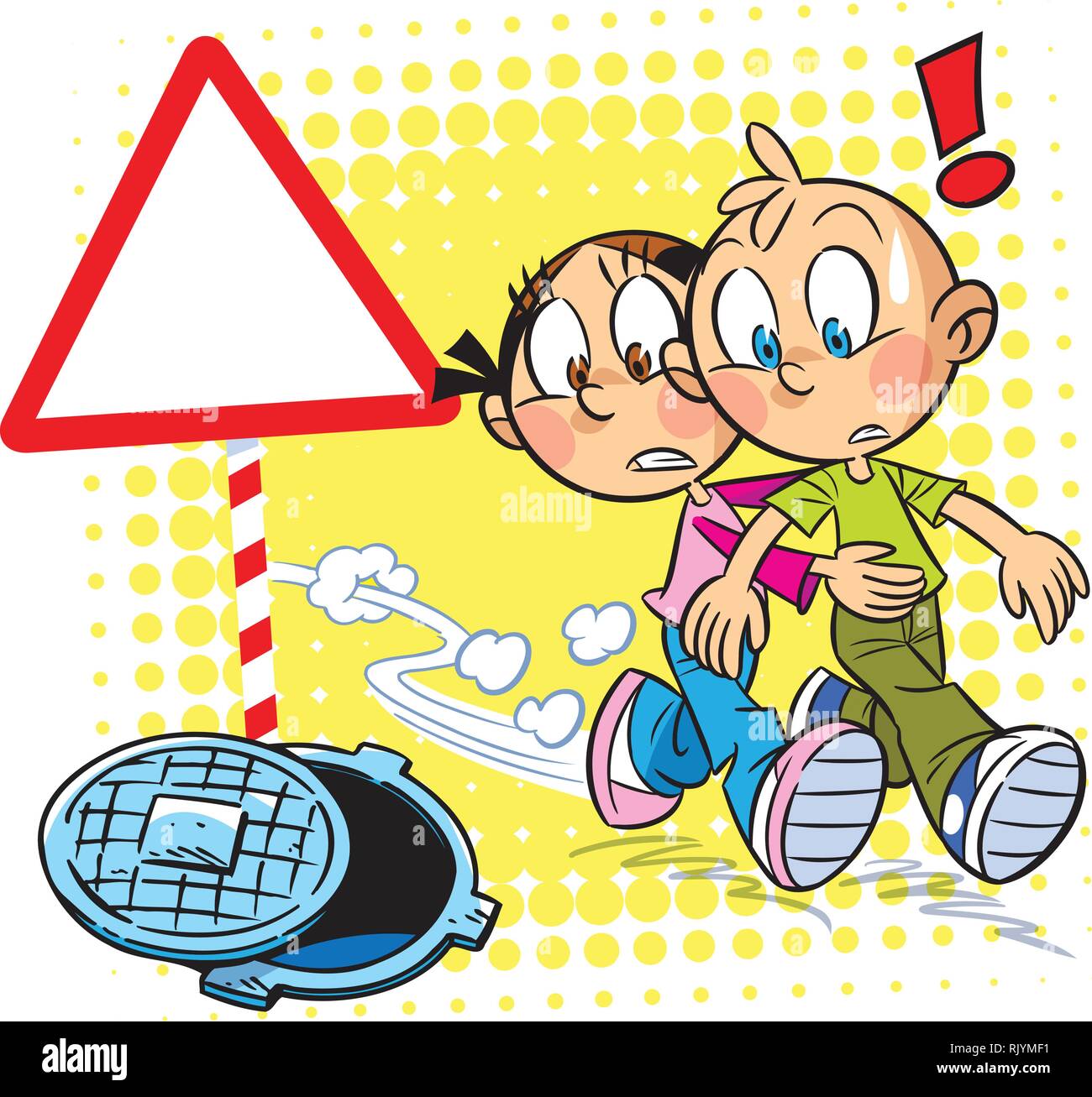 L'illustration montre les enfants d'une situation dangereuse sur la ...