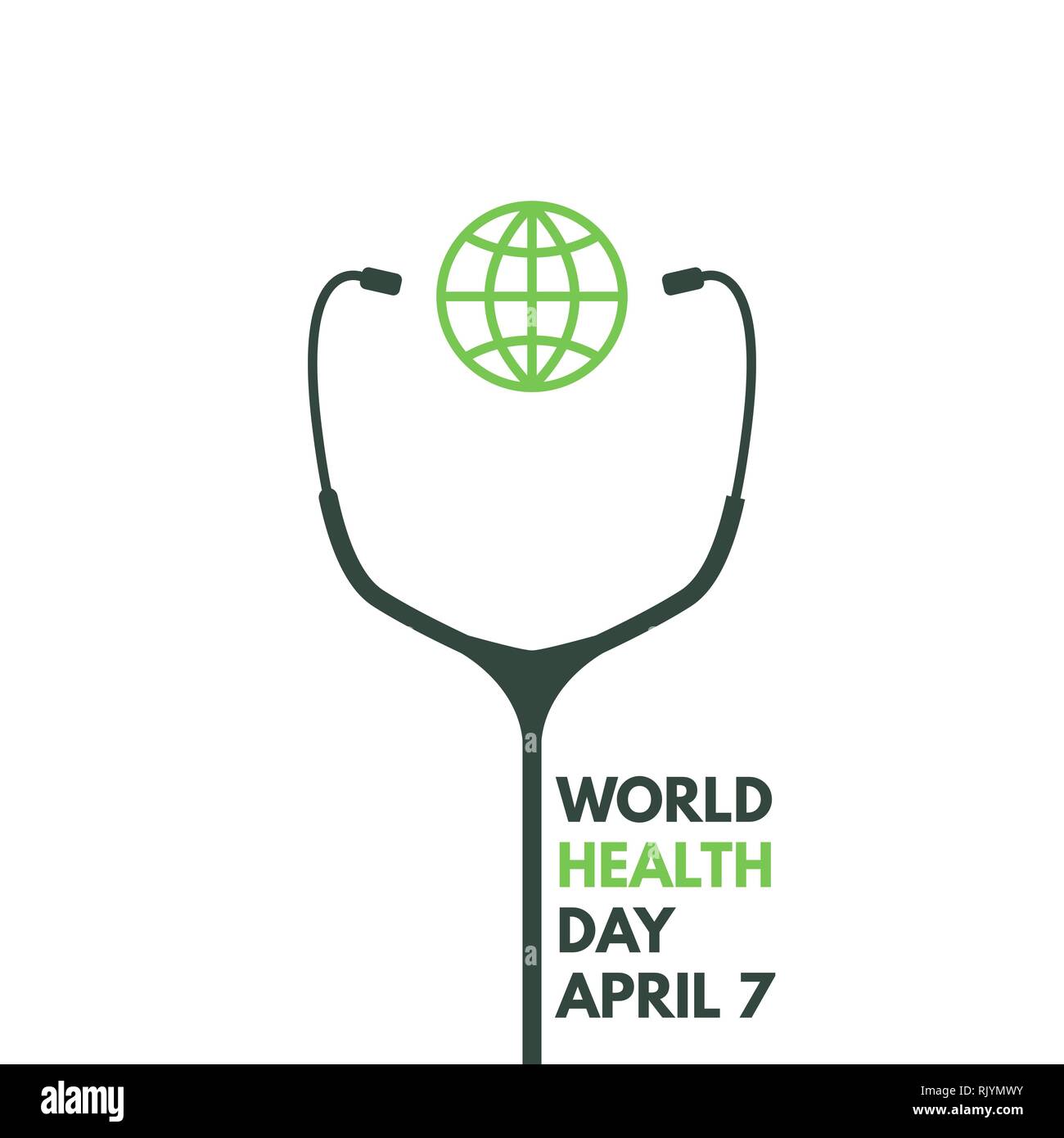Journée mondiale de la santé. Stéthoscope avec globe de l'affiche. 7 avril. Médecine et soins de santé mondiale. Le bien-être et la protection de la santé. L'affiche de vecteur. Illustration de Vecteur