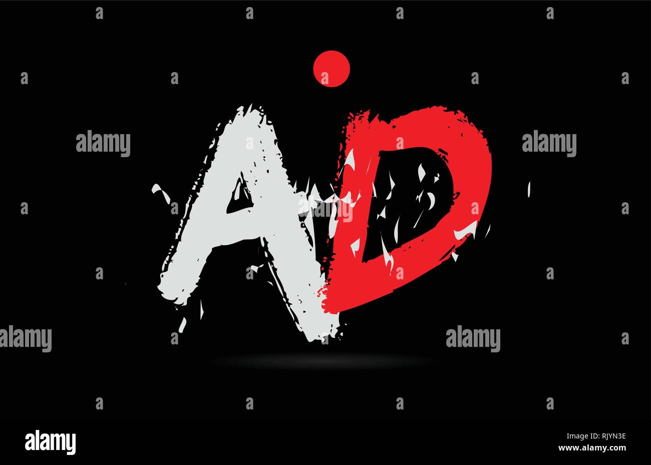 Conception d'une combinaison de lettres de l'alphabet d'une annonce sur fond noir avec le grunge texture et couleur rouge blanc approprié comme un logo pour une entreprise ou de l'entreprise Illustration de Vecteur