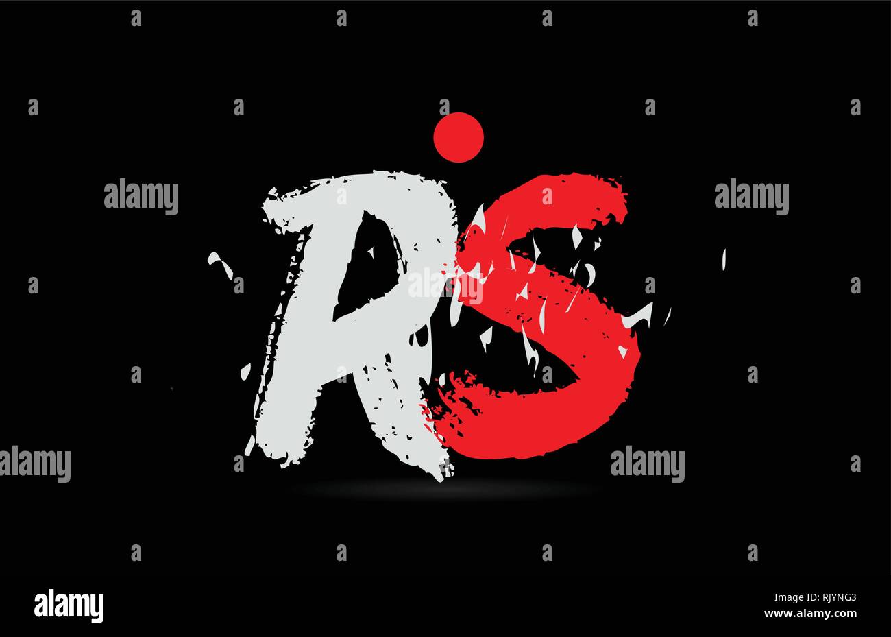Conception de lettre de l'alphabet combinaison RS R S sur fond noir avec le grunge texture et couleur rouge blanc approprié comme un logo pour une entreprise ou de l'entreprise Illustration de Vecteur