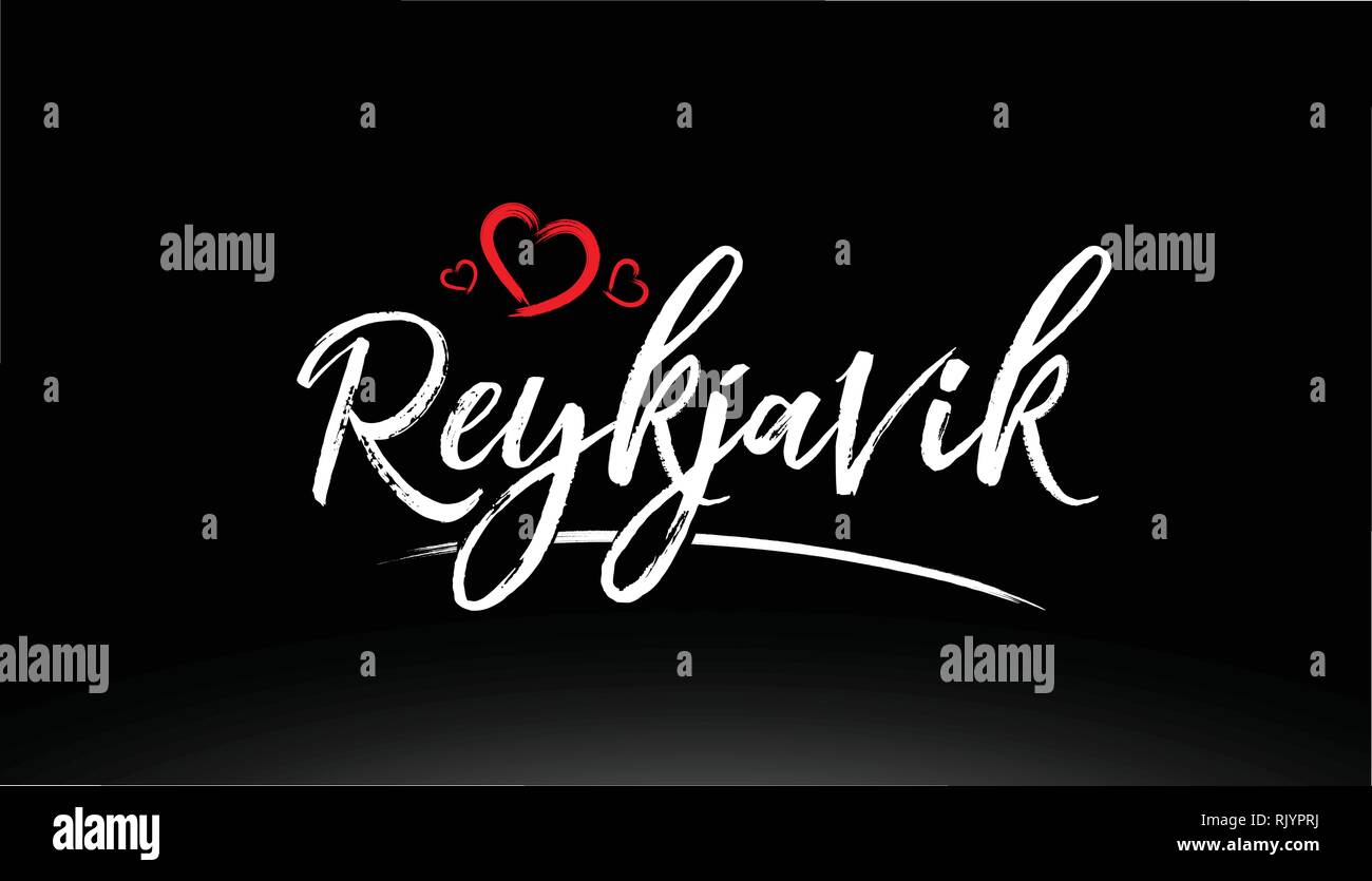 La ville de Reykjavik texte écrit avec coeur rouge convient pour logo ou design typographie Illustration de Vecteur