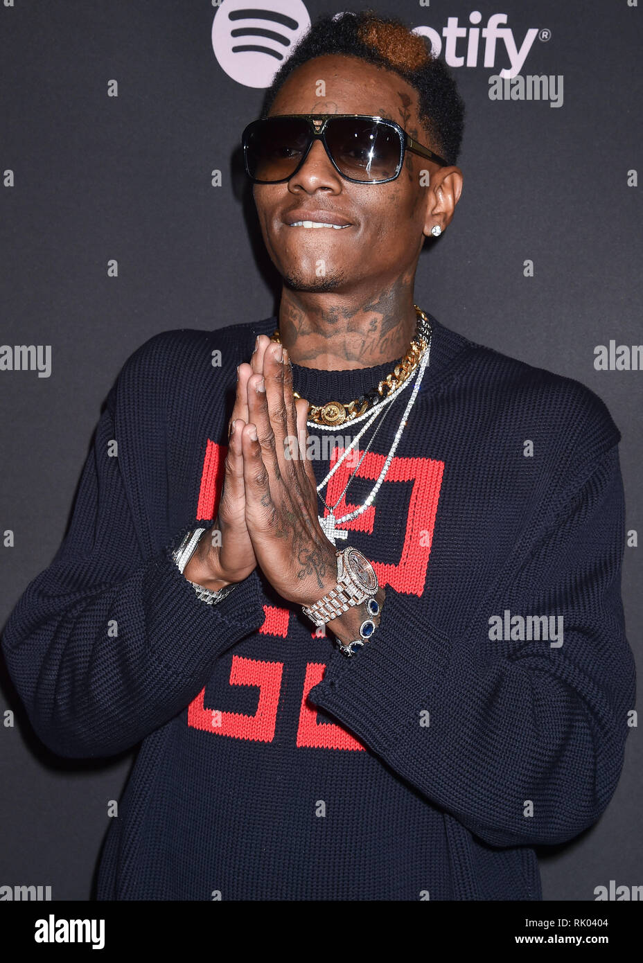 Los Angeles, United States. 07Th Feb 2019. LOS ANGELES, CA, USA - Le 07 février : le rappeur Soulja Boy (DeAndre Cortez Way) arrive au meilleur nouvel artiste Spotify Party 2019 tenue au Hammer Museum le 7 février 2019 à Los Angeles, Californie, États-Unis. (Photo par Image Press Office) : Crédit Agence de Presse Image/Alamy Live News Banque D'Images