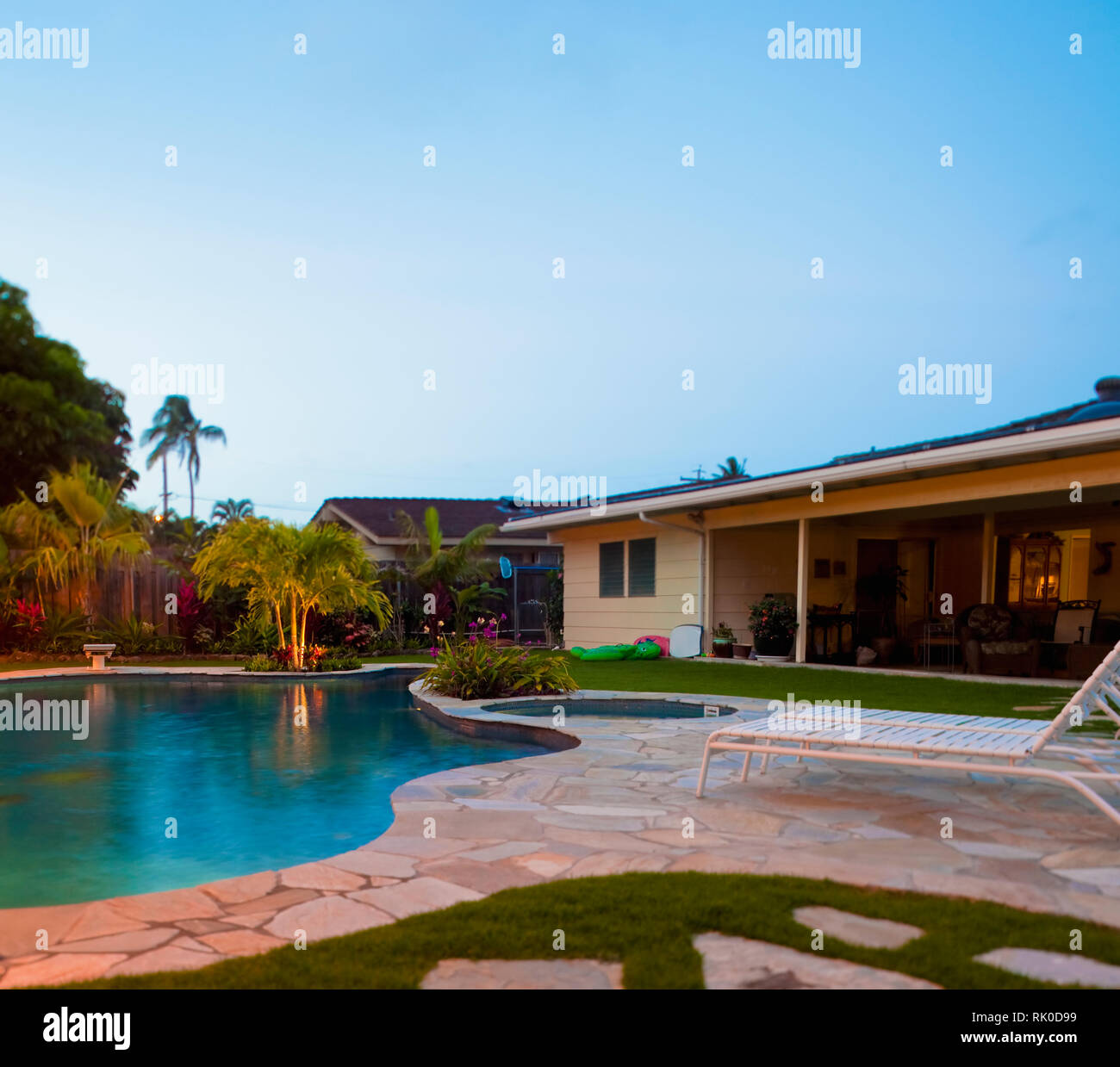 Piscine De luxe et de Lanai Banque D'Images