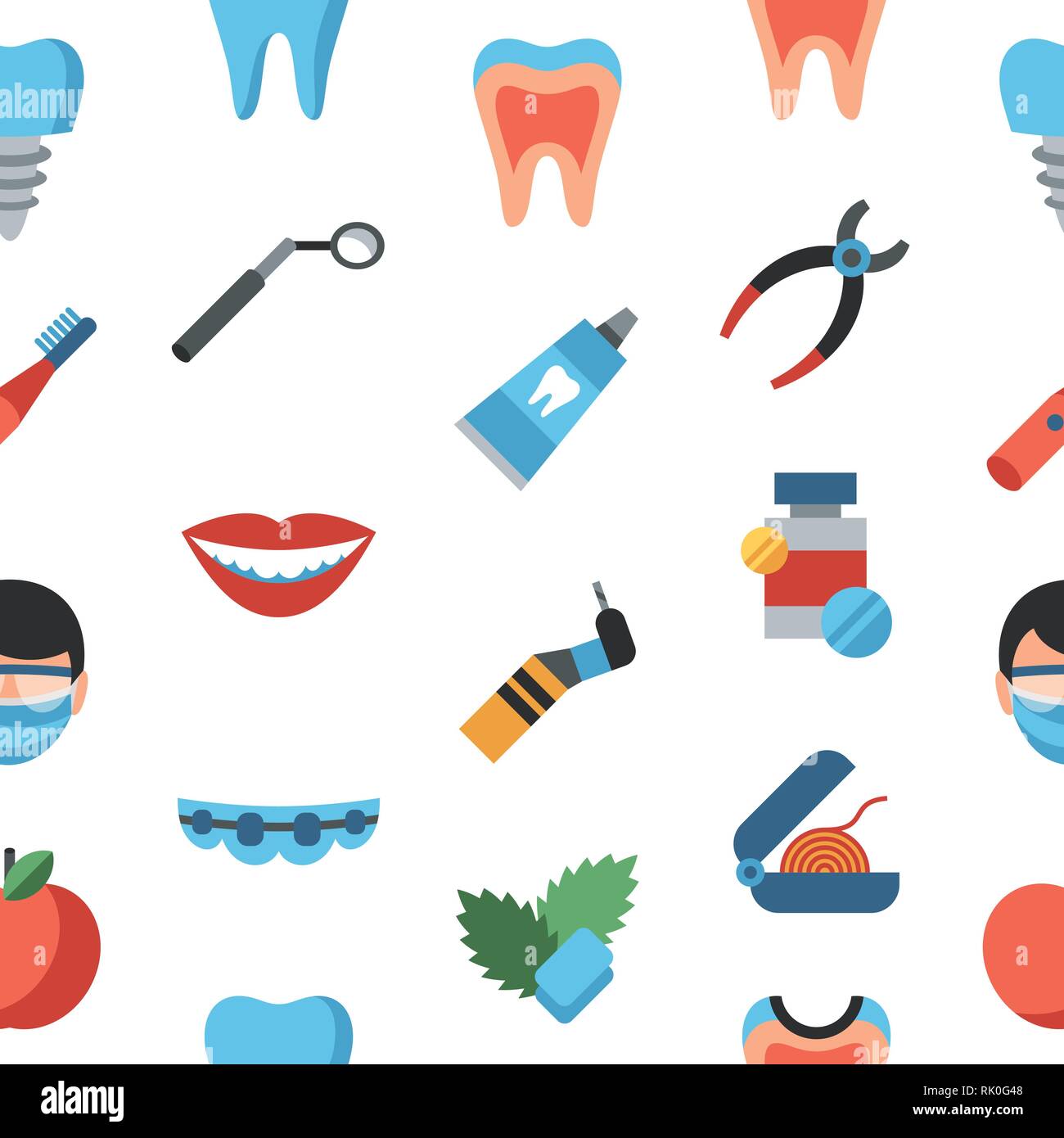 Vecteur numérique et les soins de dentisterie icônes simples, style plat motif transparent des infographies Illustration de Vecteur