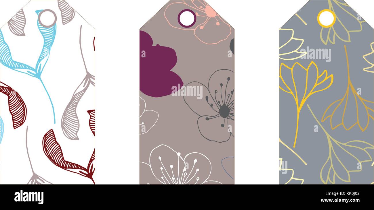 Nature printemps motifs vectoriels balise template set Illustration de Vecteur