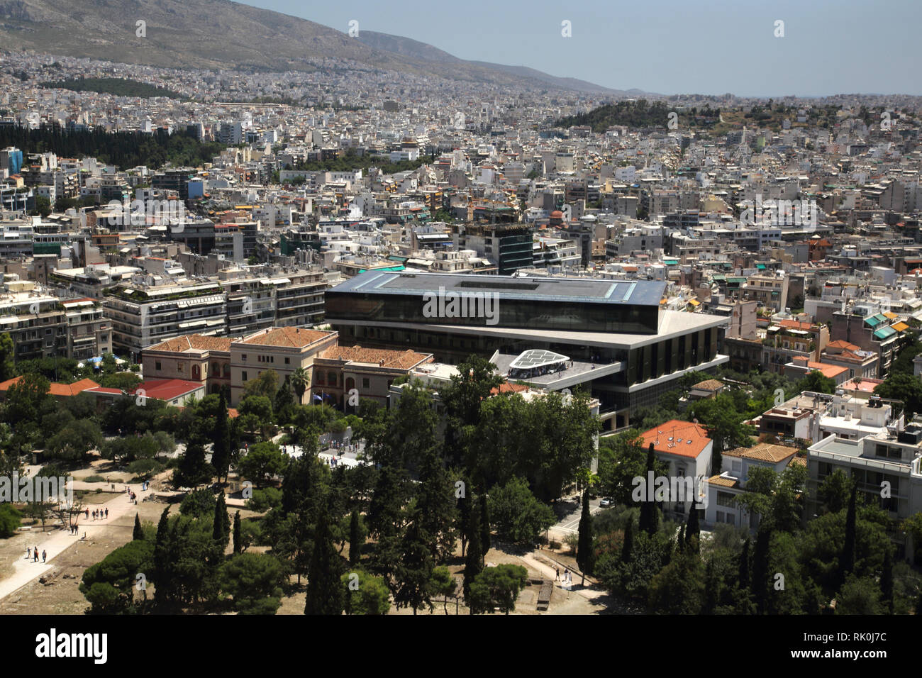 Athènes Grèce Sommaire du Musée de l'Acropole et environs Vue depuis l'Acropole Banque D'Images