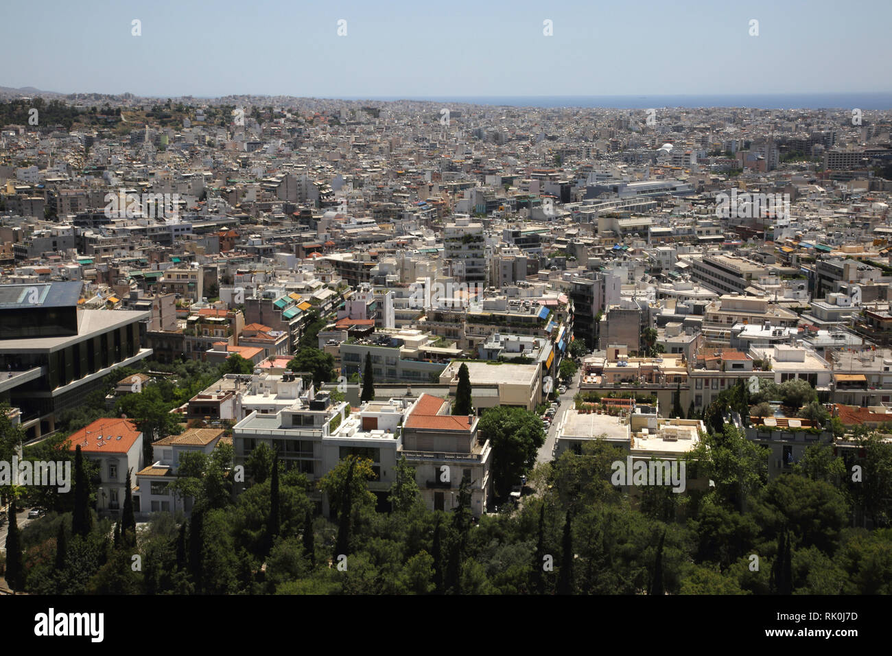 Athènes Grèce Aperçu de ville de l'Acropole Banque D'Images