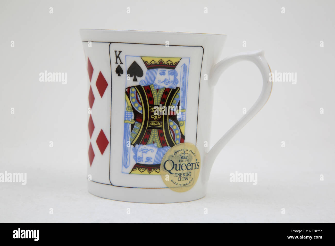 Marque Churchill Imprimeur de la céramique fine Tasse avec la conception de cartes à jouer Banque D'Images