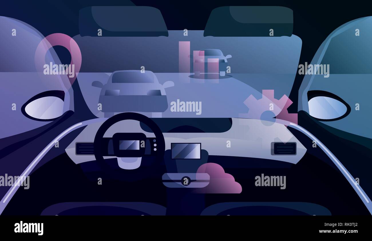 Smart car autonome de bord les éléments intérieurs vector illustration Illustration de Vecteur