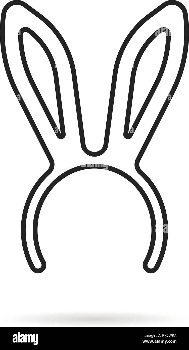 Fine ligne noire Bunny Ears logo masque Illustration de Vecteur