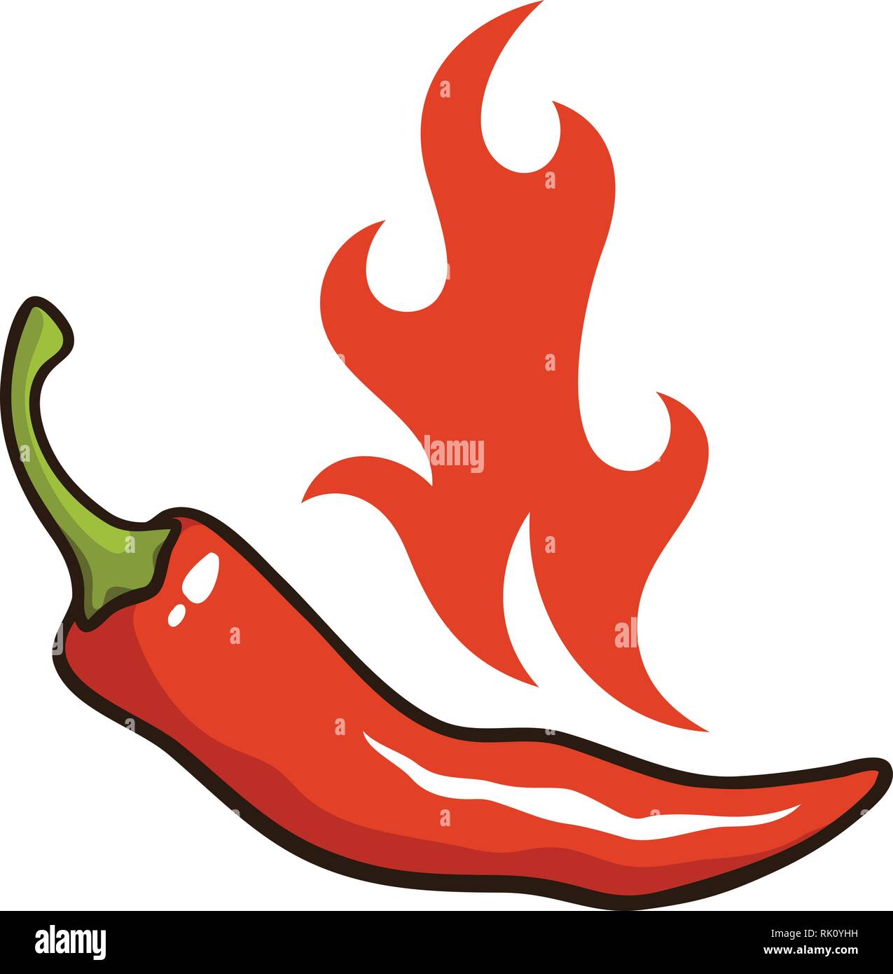 Vector illustration de piment et feu flamme Illustration de Vecteur