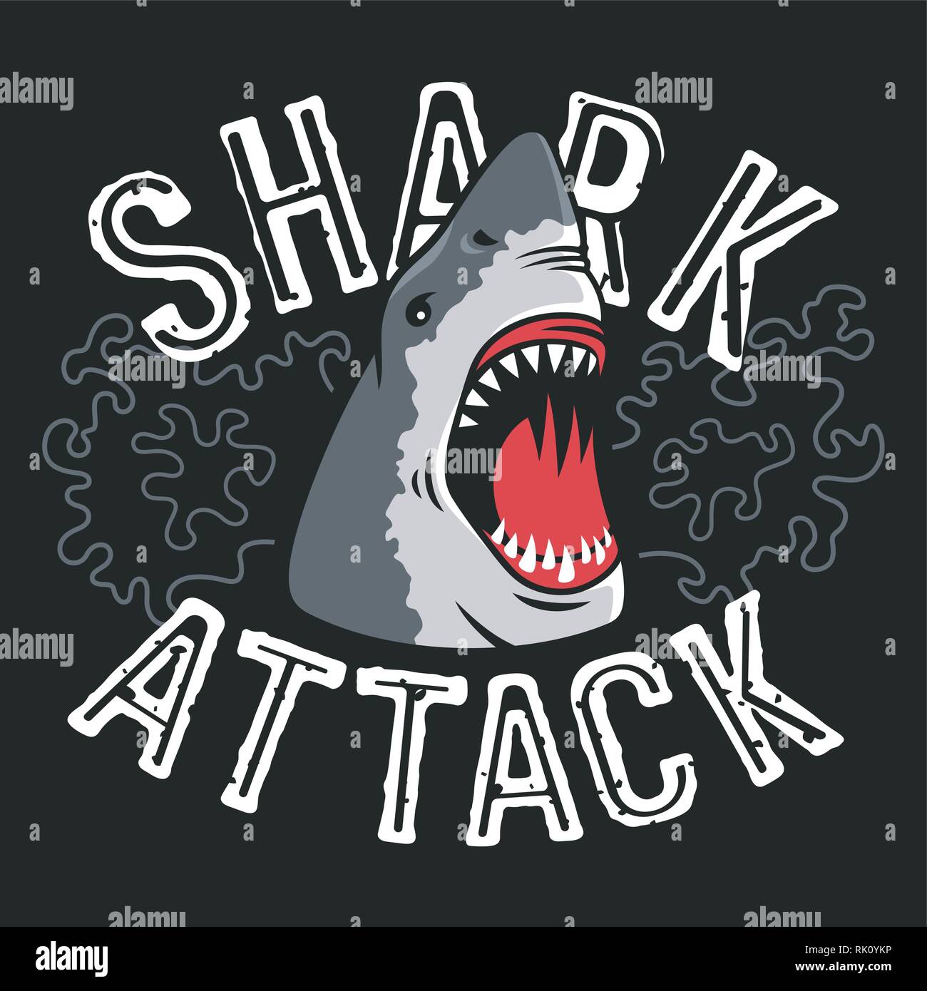 Shark attack vector illustration pour t-shirt vêtements conception. Graphic Tee tendance Illustration de Vecteur