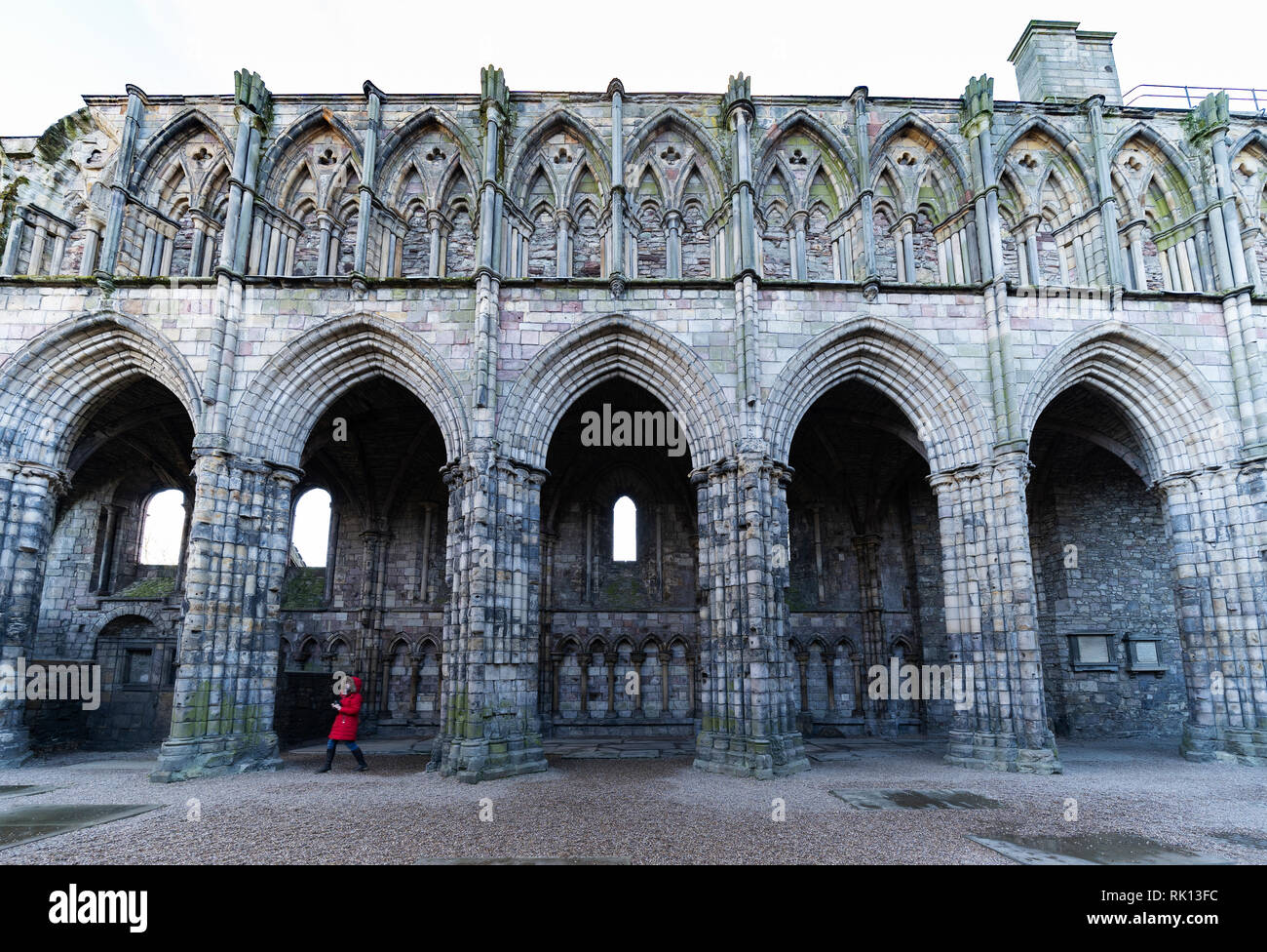 Détail de l'abbaye de Holyrood en ruine au palais de Holyroodhouse à Edimbourg, Ecosse, Royaume-Uni Banque D'Images