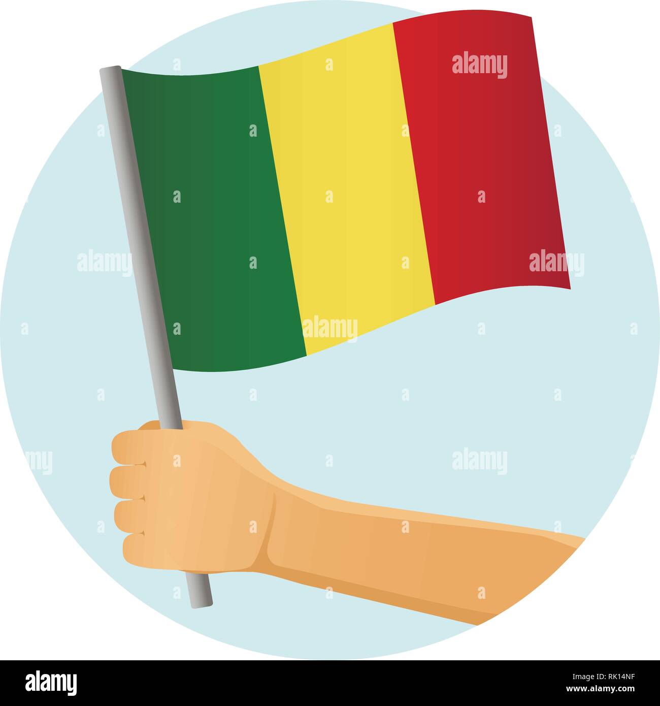 Mali drapeau dans la main. Contexte patriotique. Drapeau national du Mali vector illustration Illustration de Vecteur