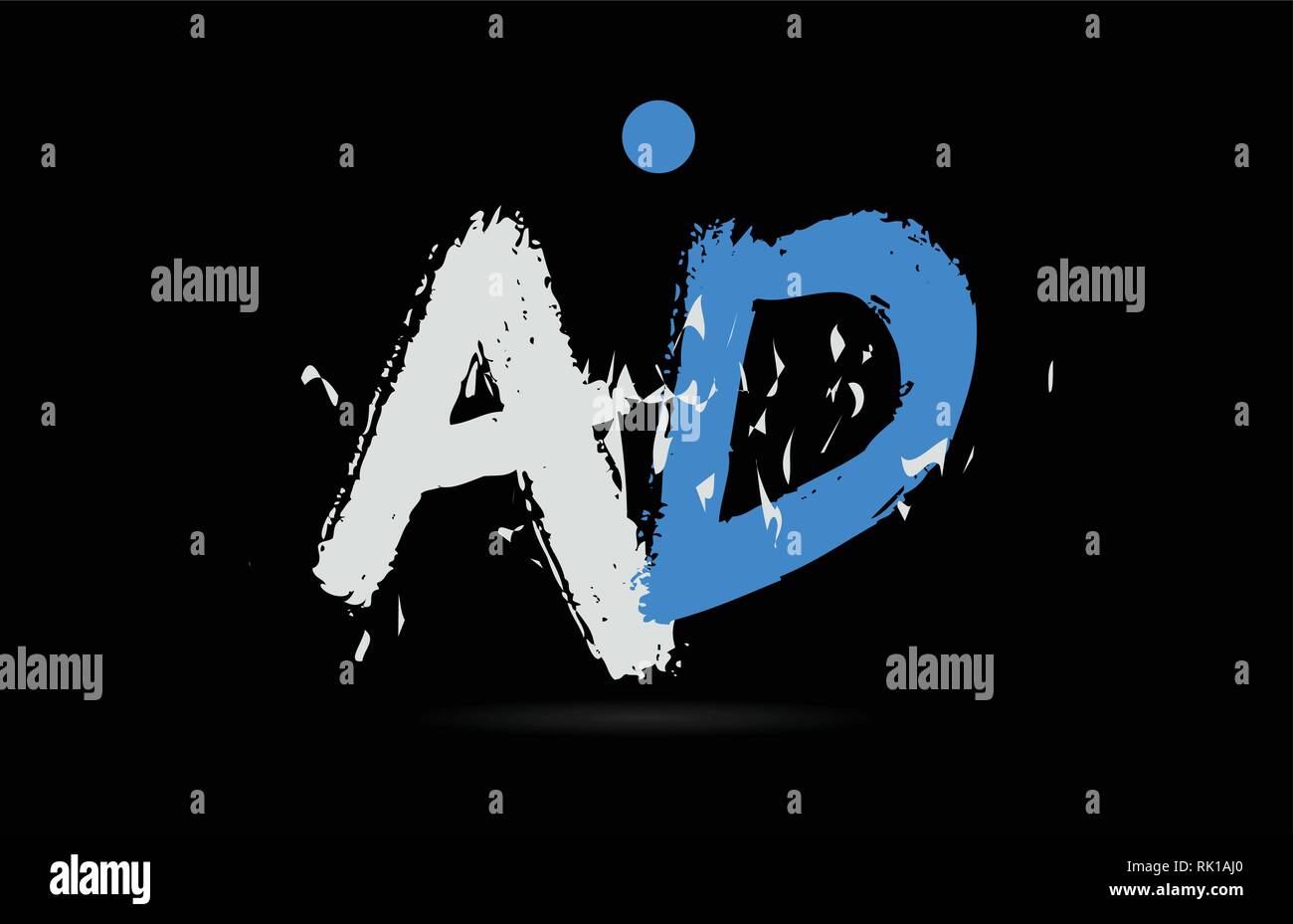 Grunge bleu blanc lettre de l'alphabet combinaison ANNONCE A D sur fond noir approprié comme un logo pour une entreprise ou de l'entreprise Illustration de Vecteur
