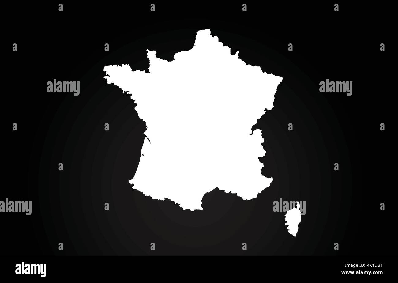 France Noir Et Blanc Logo Design Carte Frontaliere Du Pays Fond Noir Image Vectorielle Stock Alamy