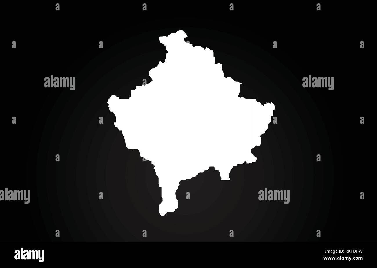 Noir et blanc du Kosovo carte frontalière pays logo design. Fond noir Illustration de Vecteur