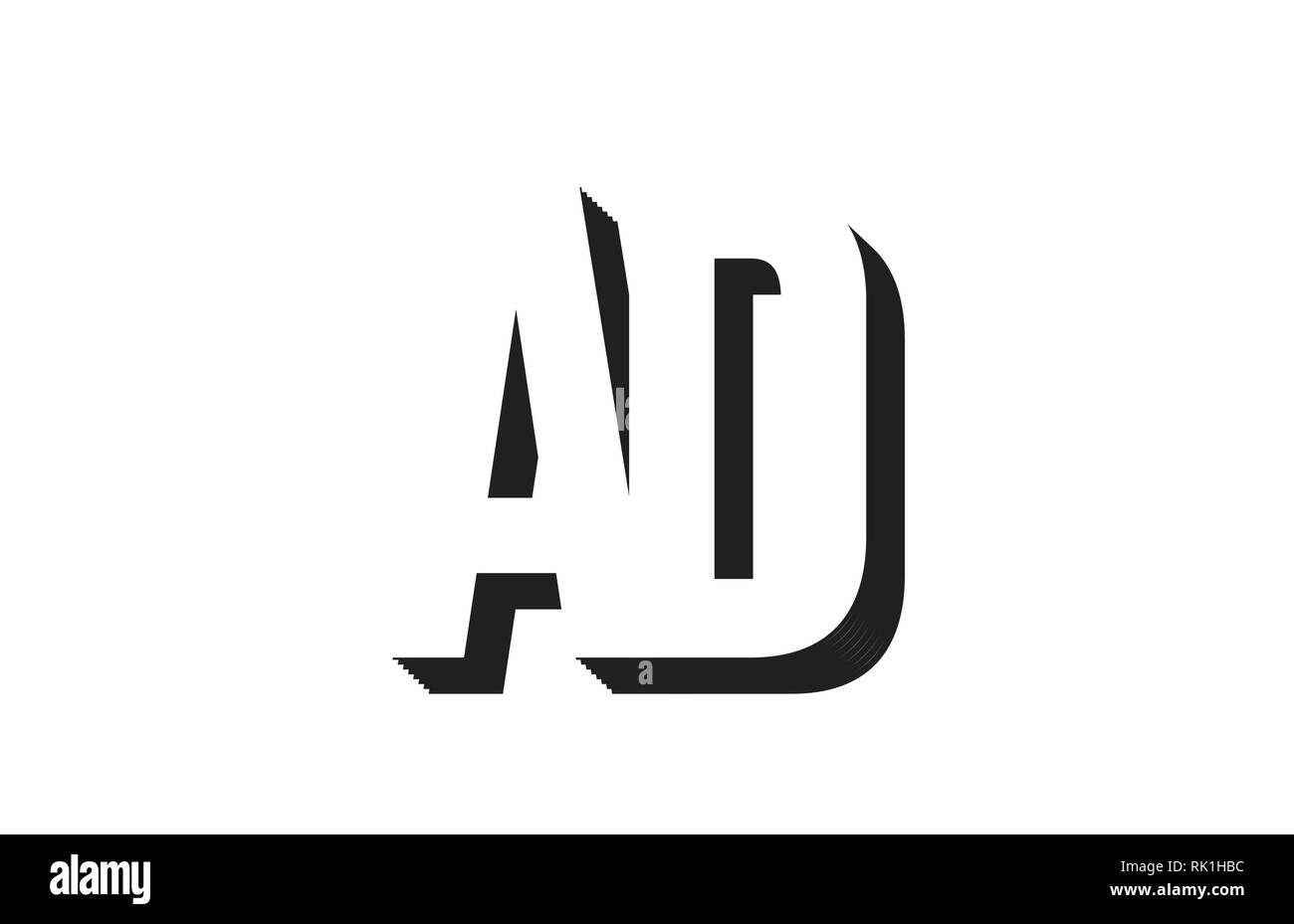 Le noir et blanc annonce a d lettre de l'alphabet combinaison approprié comme un logo pour une entreprise ou de l'entreprise Illustration de Vecteur