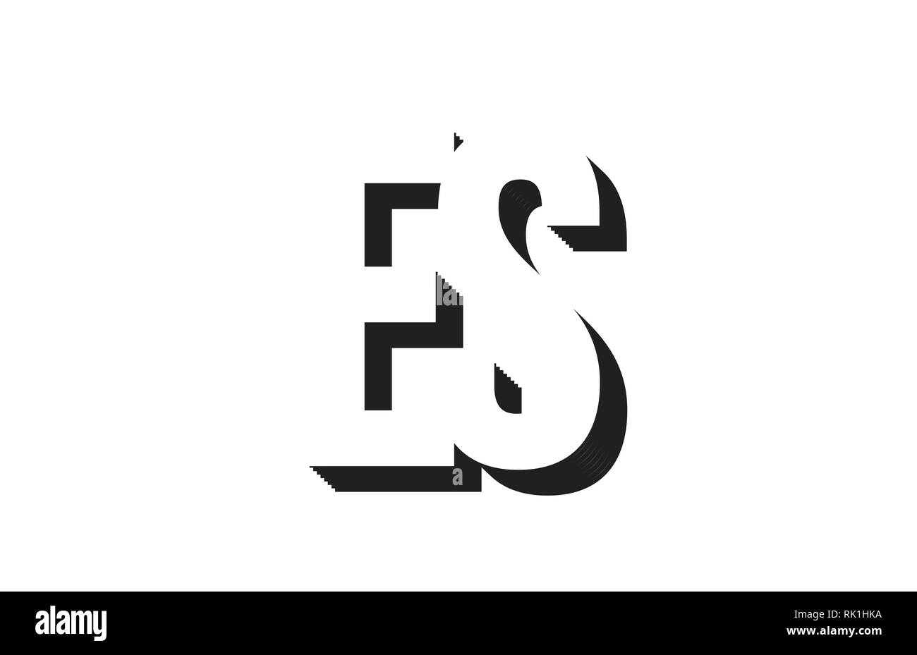 Le noir et blanc es e s lettre de l'alphabet combinaison approprié comme un logo pour une entreprise ou de l'entreprise Illustration de Vecteur