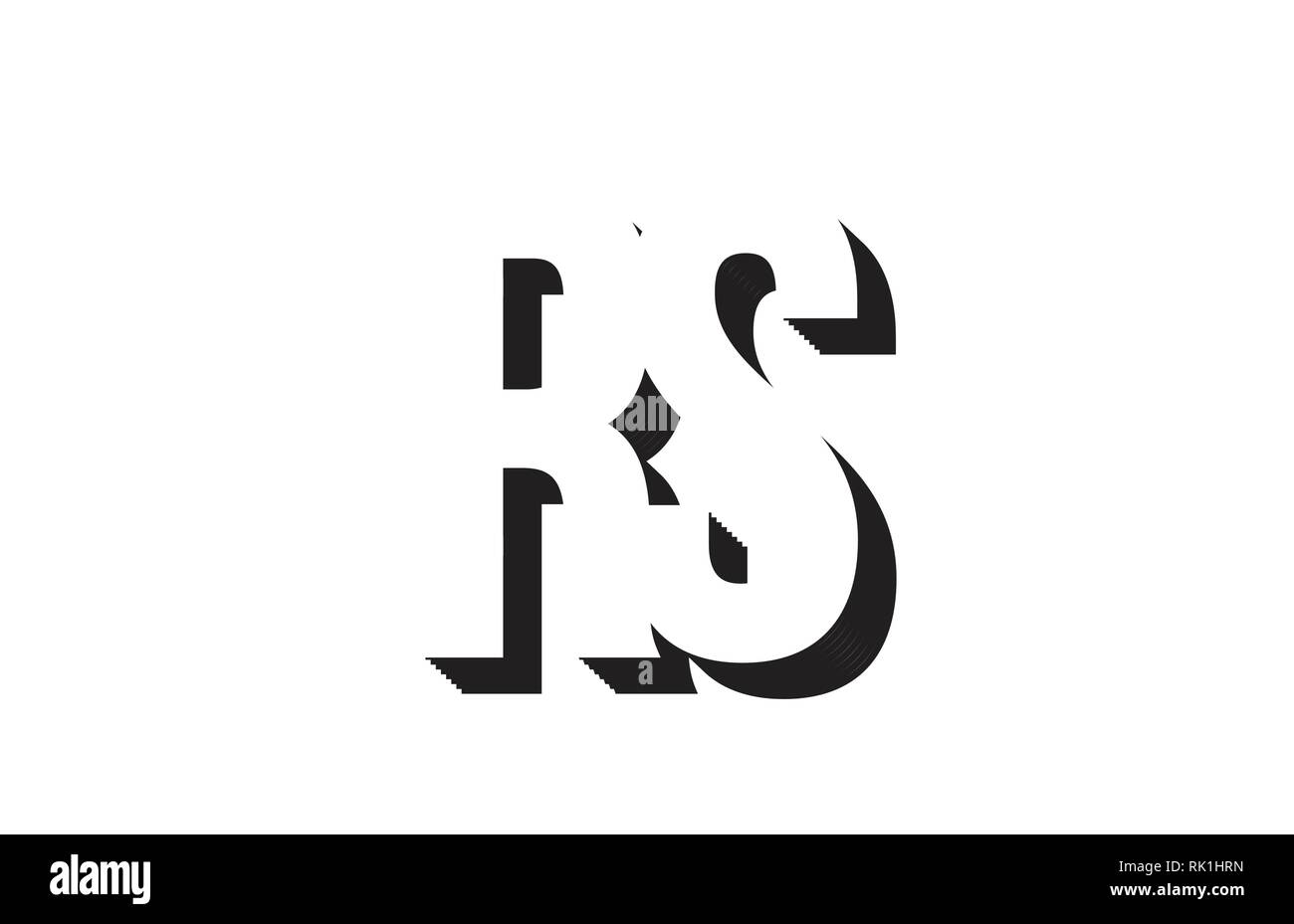 Le noir et blanc rs r s lettre de l'alphabet combinaison approprié comme un logo pour une entreprise ou de l'entreprise Illustration de Vecteur