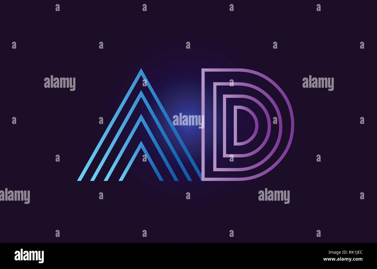 Annonce a d line bleu rose conception de lettre de l'alphabet combinaison avec dégradés approprié comme un logo pour une entreprise ou de l'entreprise Illustration de Vecteur
