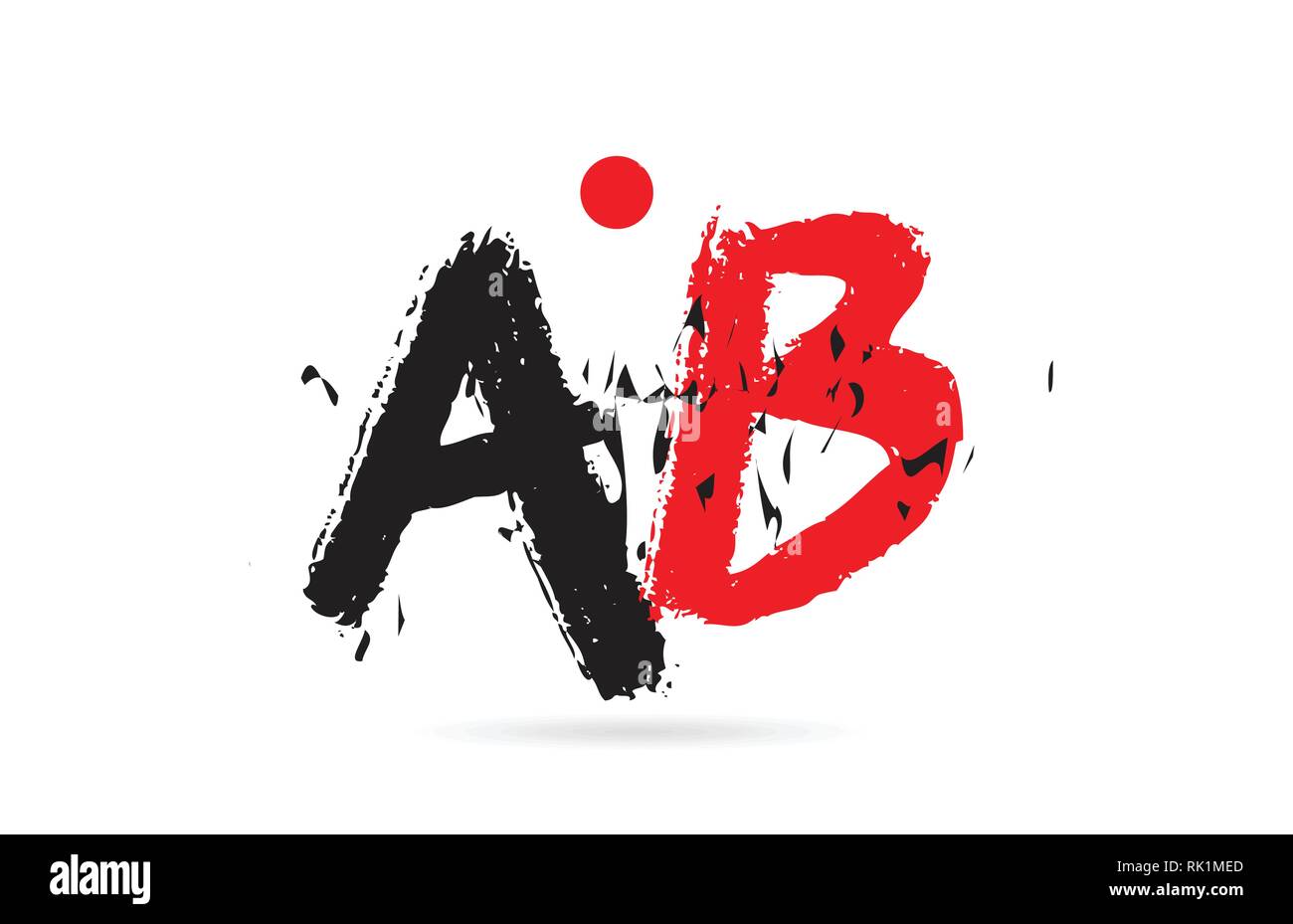 Conception d'une combinaison de lettres de l'alphabet A B AB avec grunge texture et couleur rouge noir approprié comme un logo pour une entreprise ou de l'entreprise Illustration de Vecteur