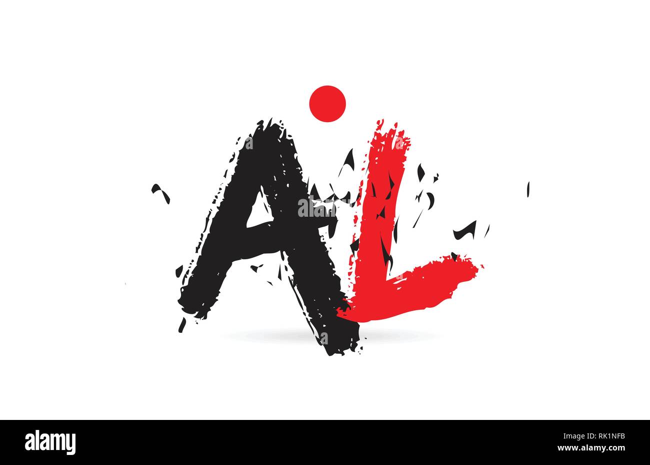 Conception d'une lettre de l'alphabet combinaison AL L avec grunge texture et couleur rouge noir approprié comme un logo pour une entreprise ou de l'entreprise Illustration de Vecteur