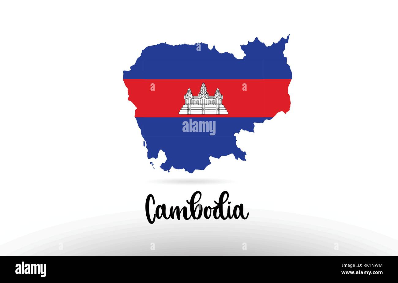 Cambodge drapeau du pays à l'intérieur des frontières du pays site conception adaptée à une icône logo design Illustration de Vecteur