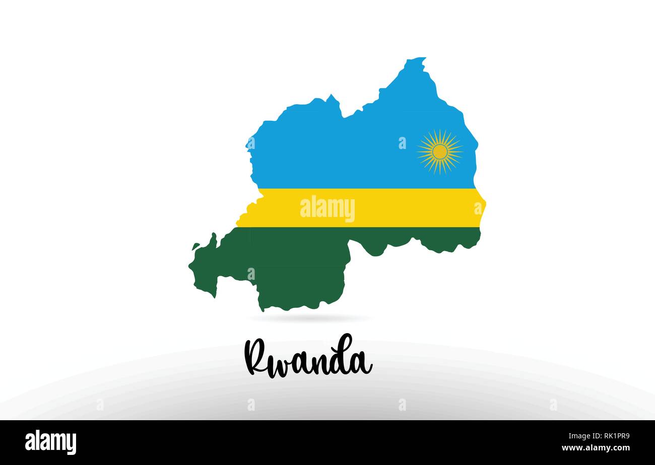 Le Rwanda drapeau du pays à l'intérieur des frontières du pays site conception adaptée à une icône logo design Illustration de Vecteur