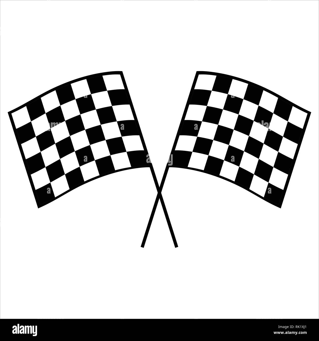 Vector illustration deux auto racing sur l'icône en forme de drapeau. Drapeau à damiers fin signe, symbole. Illustration de Vecteur