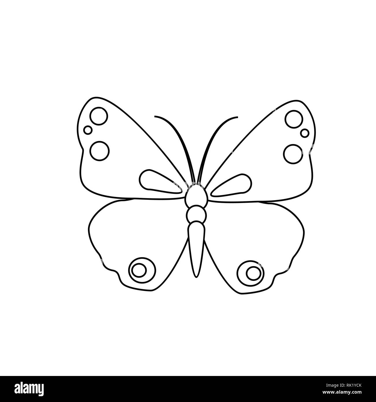 Schéma d'encombrement du butterfly isolé sur fond blanc. Joli papillon vecteur icône ligne Illustration de Vecteur