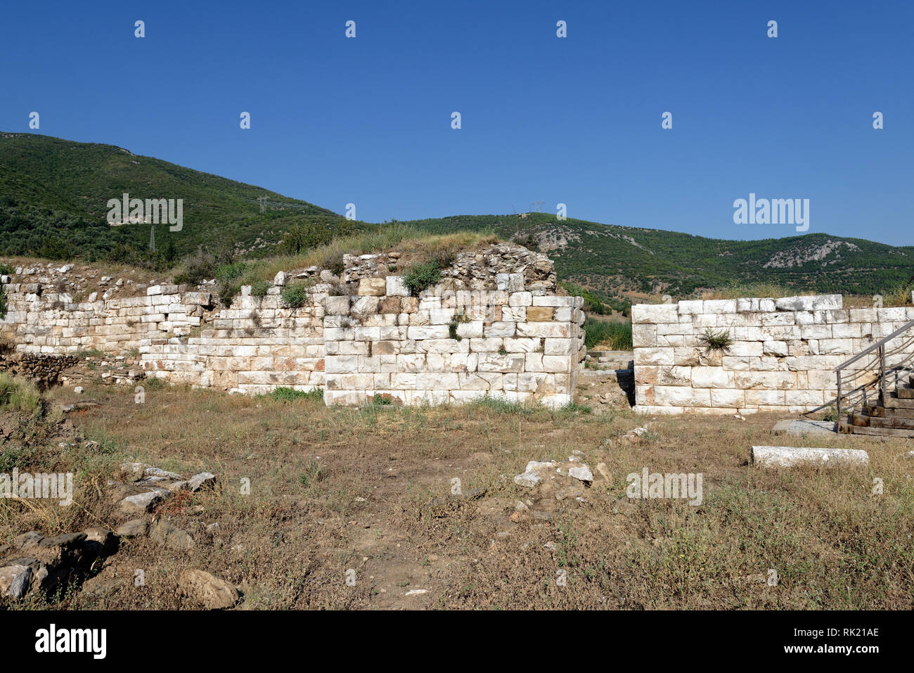 Les murs des fortifications hellénistiques de l'Acropole, Metropolis, l'Ionie, la Turquie. Banque D'Images