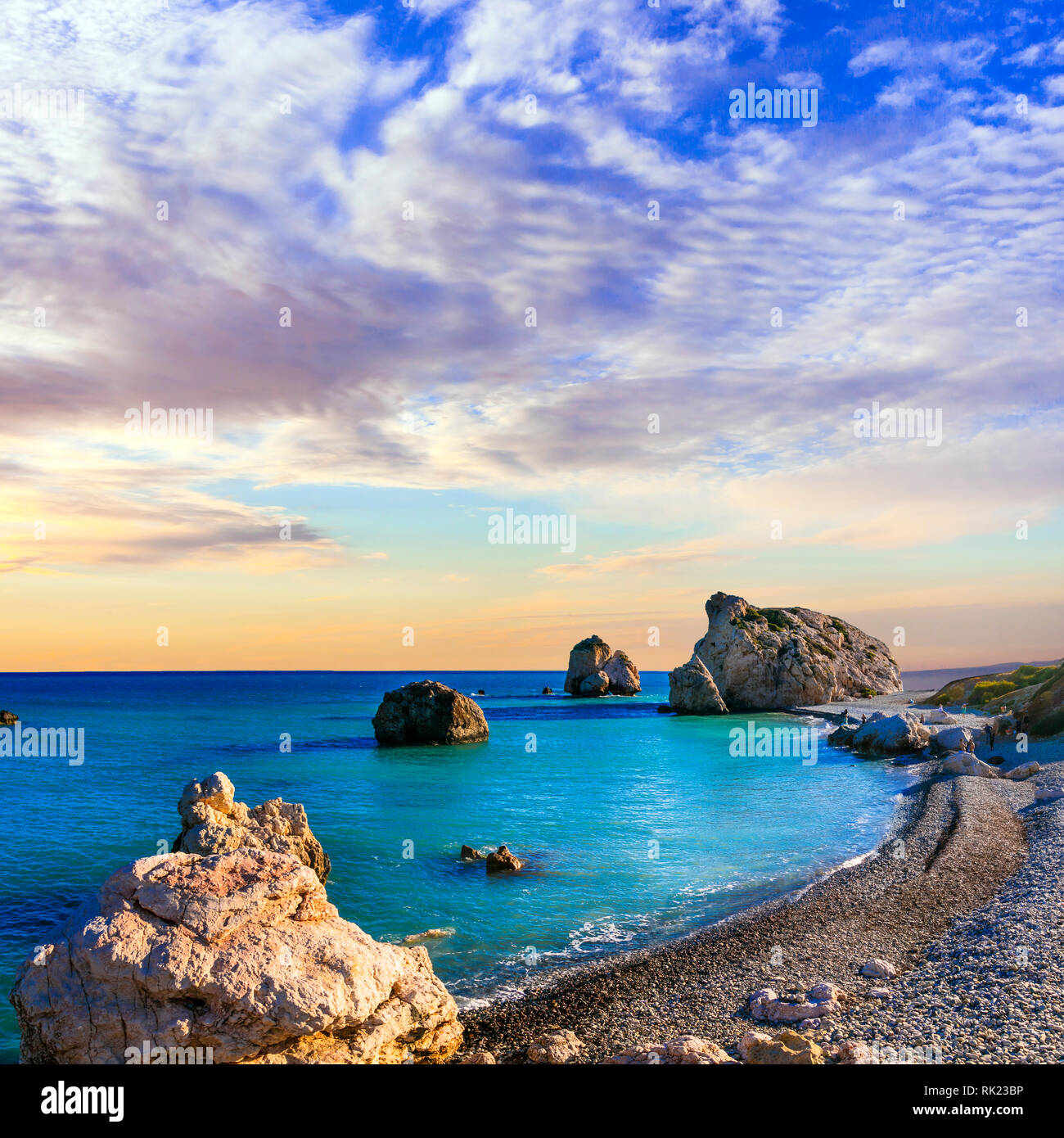 Meilleures plages de Chypre - Petra tou Romiou, célèbre comme un berceau d'Aphrodite Banque D'Images