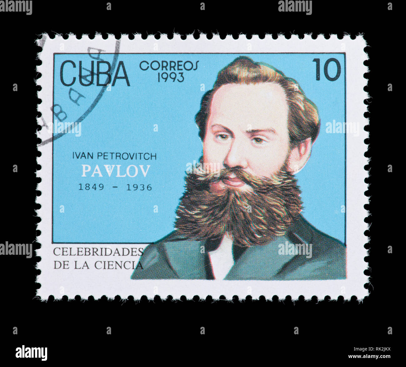 Timbre-poste représentant de Cuba Ivan Petrovitch Pavlov, physiologiste et chercheur principal de réponses conditionnées Banque D'Images