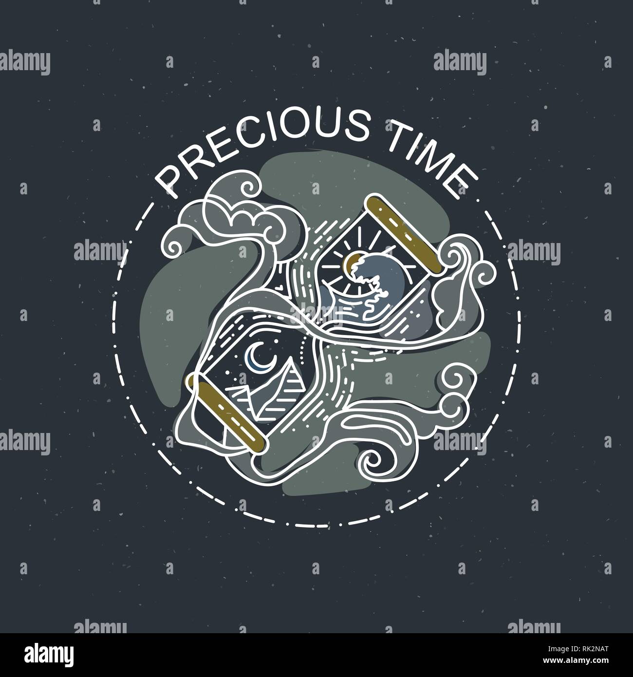 Un temps précieux. Hourglass sacrée - linéaire style design illustration isolé. Concept art vecteur de tatouage Illustration de Vecteur