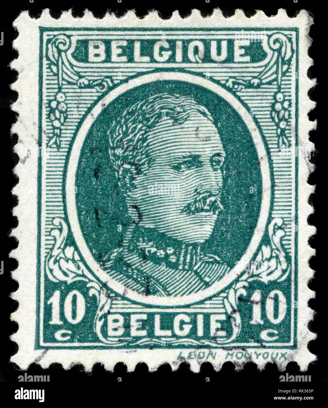 Timbre-poste de la Belgique dans le Roi Albert I - Type Houyoux série émise en 1922 Banque D'Images