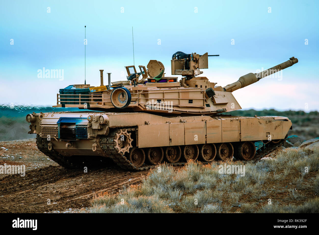 La Compagnie Alpha, 2e Bataillon, 116e régiment de cavalerie, effectue des six tables de l'équipage du réservoir 4 février 2019, Orchard Centre d'instruction au combat. Les soldats de la Garde nationale de l'Armée de l'Idaho sont la préparation de la 116e Brigade calvaire à venir l'équipe de combat de la rotation au centre de formation national, Fort Irwin, en Californie, plus tard cette année. Banque D'Images