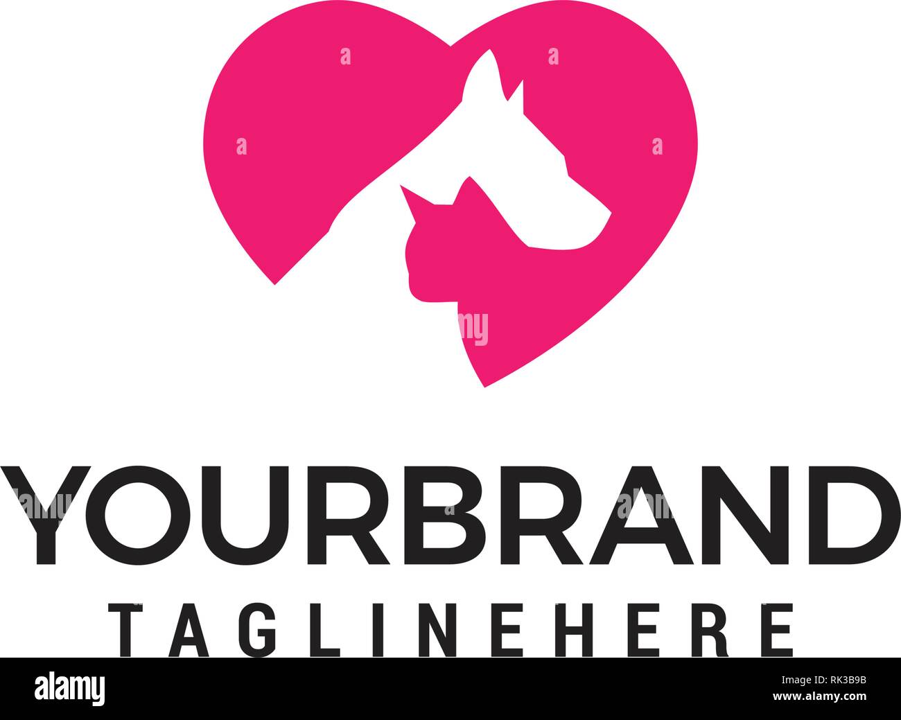 Logo animal moderne - l'amour chien chat logo. Amour animal logo design modèle concept Illustration de Vecteur