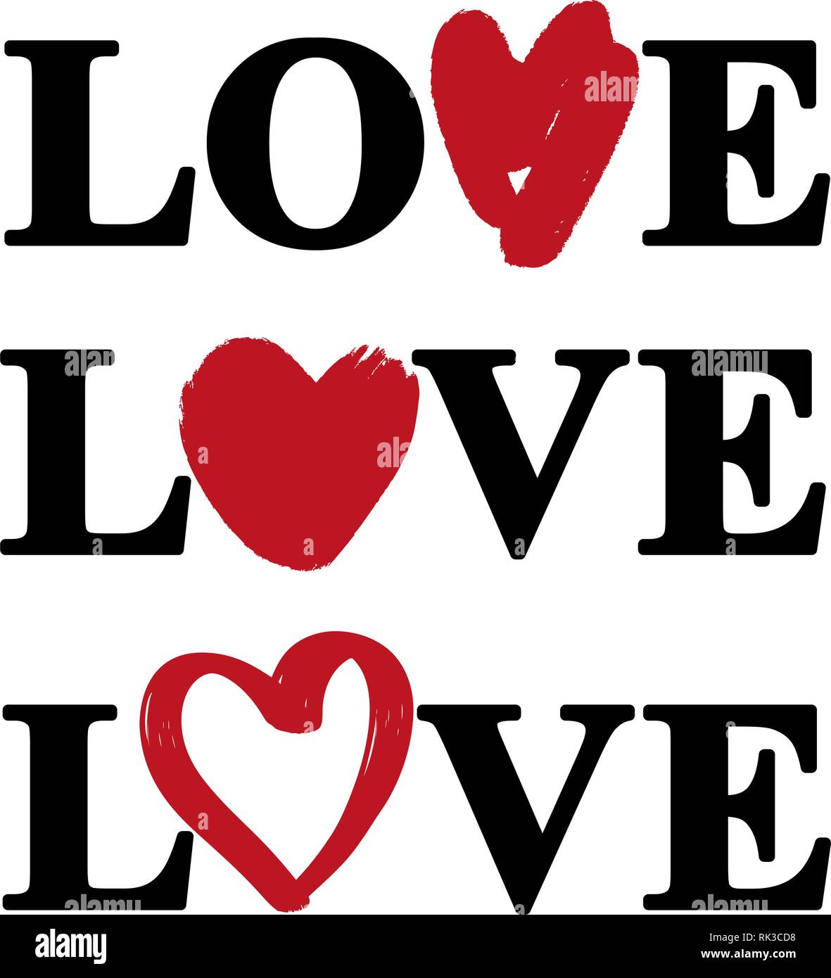 Texte amour coeur , collection logo vector illustration croquis isolé sur fond blanc Illustration de Vecteur