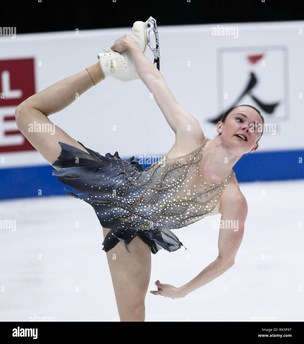 Anaheim, Californie, USA. Feb 8, 2019. Mariah de Bell Canada livre concurrence dans les dames style libre au cours de l'ISU Four Continents Figure Skating Championship au Honda Center d'Anaheim, Californie, le 8 février 2019. Ringo : crédit Chiu/ZUMA/Alamy Fil Live News Banque D'Images