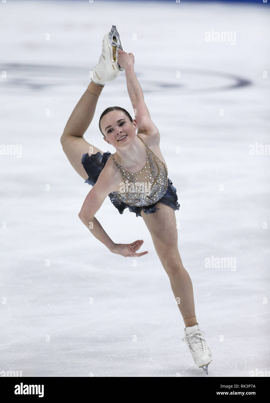 Anaheim, Californie, USA. Feb 8, 2019. Mariah de Bell Canada livre concurrence dans les dames style libre au cours de l'ISU Four Continents Figure Skating Championship au Honda Center d'Anaheim, Californie, le 8 février 2019. Ringo : crédit Chiu/ZUMA/Alamy Fil Live News Banque D'Images