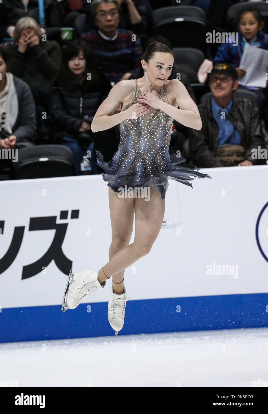 Anaheim, Californie, USA. Feb 8, 2019. Mariah de Bell Canada livre concurrence dans les dames style libre au cours de l'ISU Four Continents Figure Skating Championship au Honda Center d'Anaheim, Californie, le 8 février 2019. Ringo : crédit Chiu/ZUMA/Alamy Fil Live News Banque D'Images