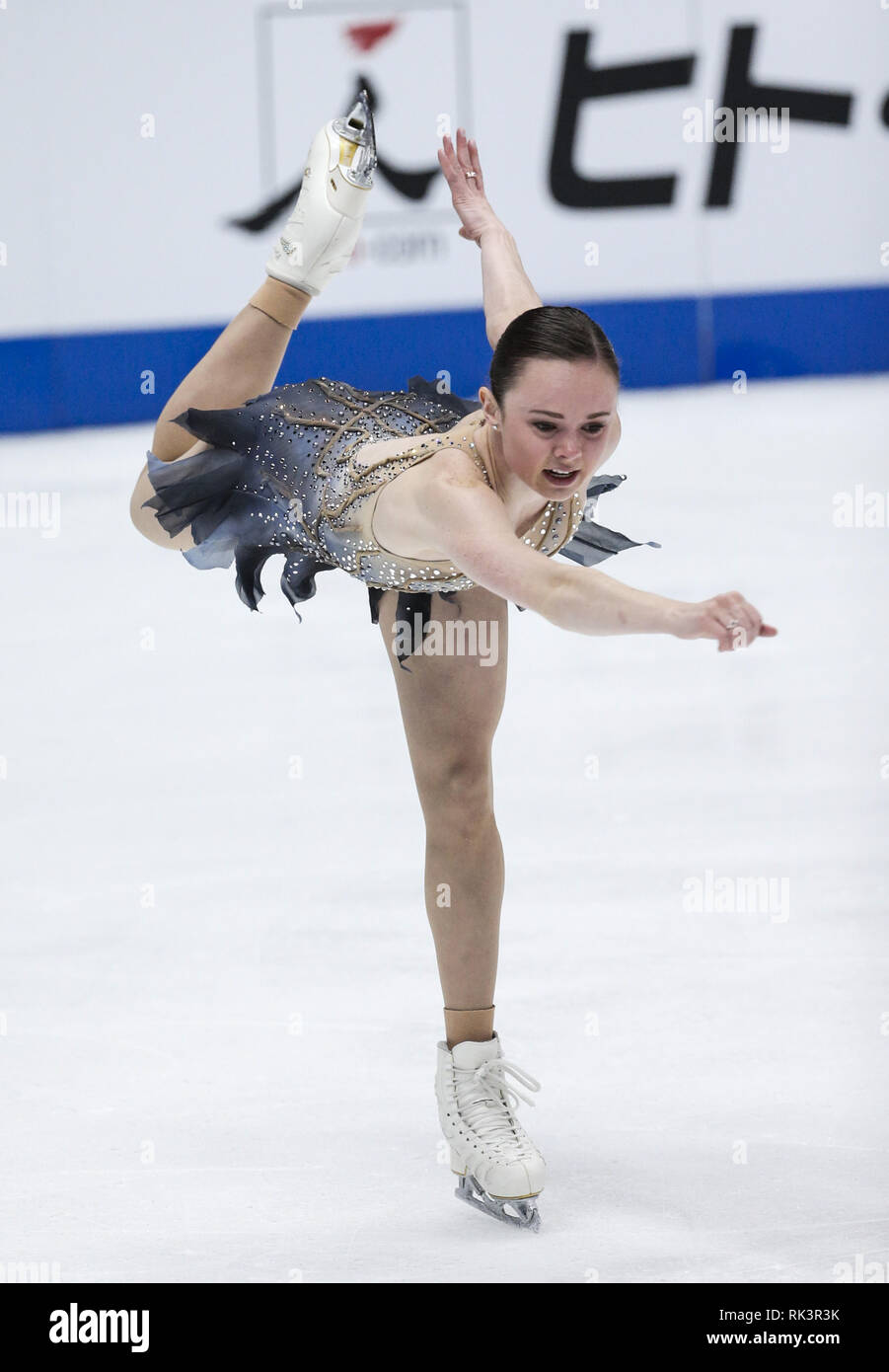 Anaheim, Californie, USA. Feb 8, 2019. Mariah de Bell Canada livre concurrence dans les dames style libre au cours de l'ISU Four Continents Figure Skating Championship au Honda Center d'Anaheim, Californie, le 8 février 2019. Ringo : crédit Chiu/ZUMA/Alamy Fil Live News Banque D'Images