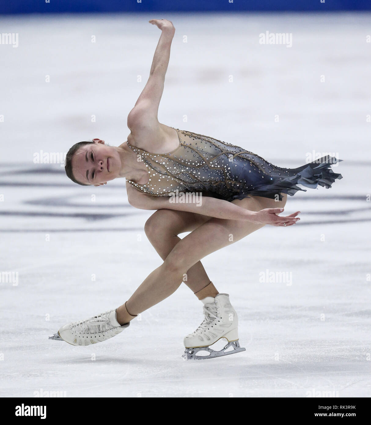 Anaheim, Californie, USA. Feb 8, 2019. Mariah de Bell Canada livre concurrence dans les dames style libre au cours de l'ISU Four Continents Figure Skating Championship au Honda Center d'Anaheim, Californie, le 8 février 2019. Ringo : crédit Chiu/ZUMA/Alamy Fil Live News Banque D'Images