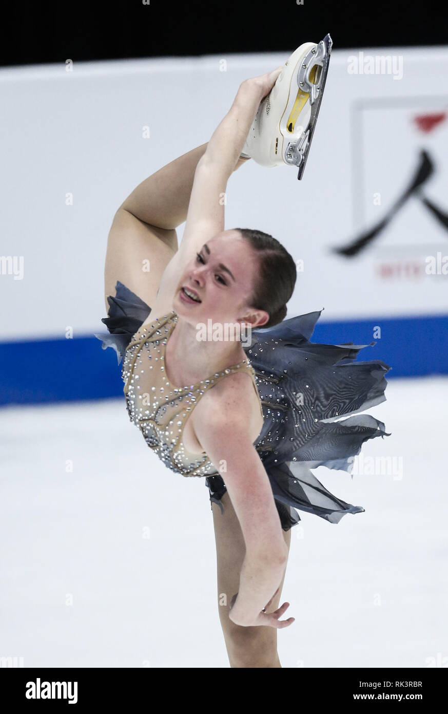 Anaheim, Californie, USA. Feb 8, 2019. Mariah de Bell Canada livre concurrence dans les dames style libre au cours de l'ISU Four Continents Figure Skating Championship au Honda Center d'Anaheim, Californie, le 8 février 2019. Ringo : crédit Chiu/ZUMA/Alamy Fil Live News Banque D'Images