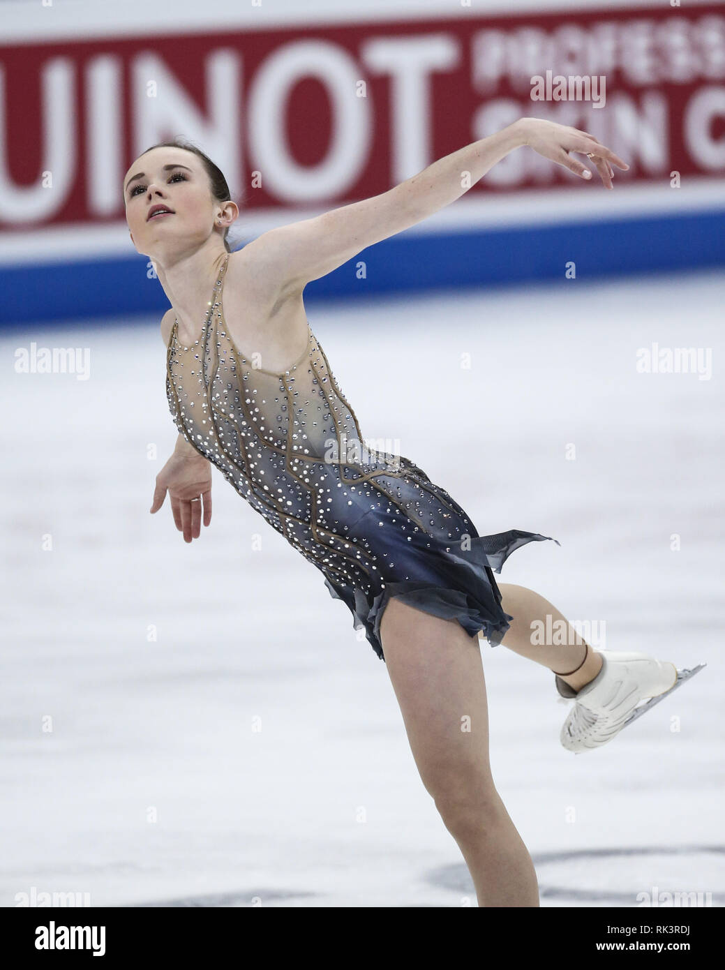 Anaheim, Californie, USA. Feb 8, 2019. Mariah de Bell Canada livre concurrence dans les dames style libre au cours de l'ISU Four Continents Figure Skating Championship au Honda Center d'Anaheim, Californie, le 8 février 2019. Ringo : crédit Chiu/ZUMA/Alamy Fil Live News Banque D'Images