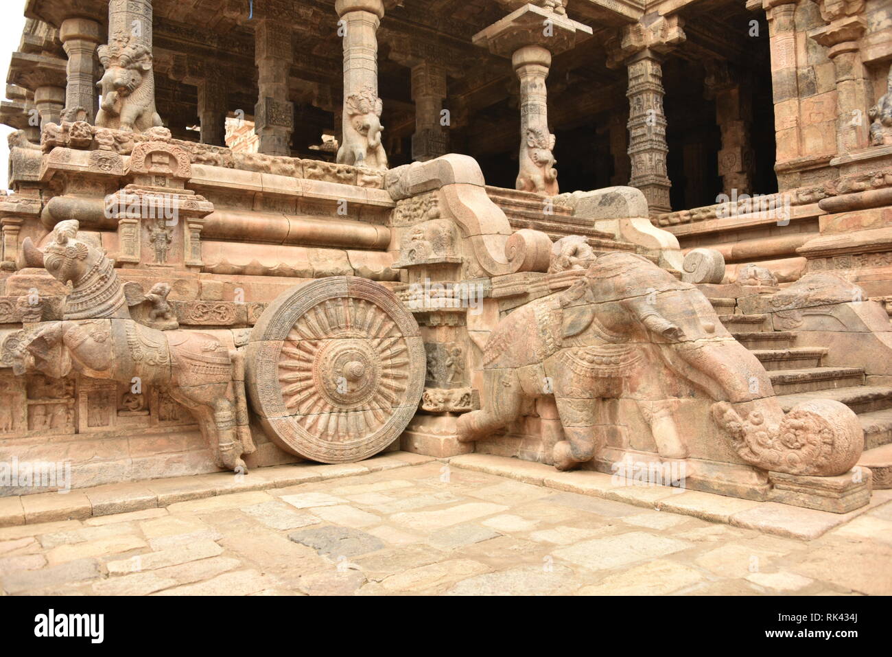 Temple d'Airavatesvara, Darasuram, Kumbakonam, Tamil Nadu Banque D'Images